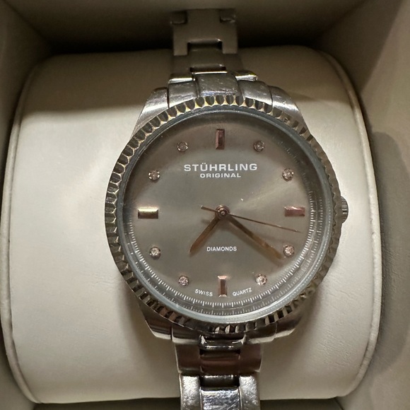 Women’s Stuhrling stainless steel watch with diamonds main image 9